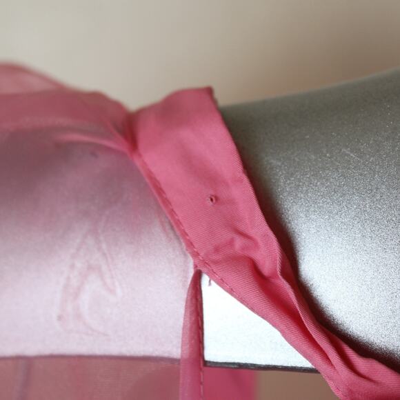 Tuckernuck Pomander Place Blouse Medium Pink Puff Sleeve Sheer Romantic Career - Picture 4 of 7